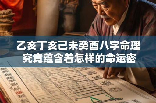 乙亥丁亥己未癸酉八字命理 究竟蕴含着怎样的命运密码