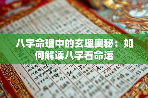 八字命理中的玄理奥秘：如何解读八字看命运