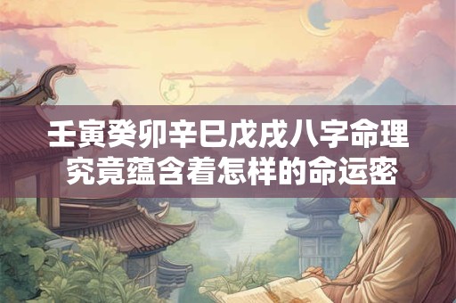 壬寅癸卯辛巳戊戌八字命理 究竟蕴含着怎样的命运密码