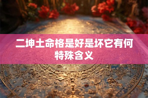 二坤土命格是好是坏它有何特殊含义