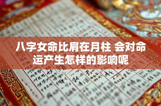 八字女命比肩在月柱 会对命运产生怎样的影响呢