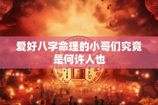 爱好八字命理的小哥们究竟是何许人也