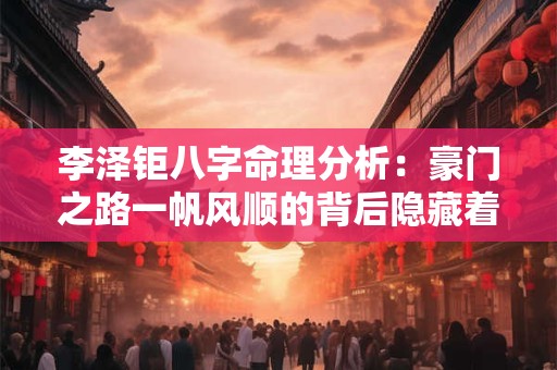 李泽钜八字命理分析：豪门之路一帆风顺的背后隐藏着怎样的命运密码