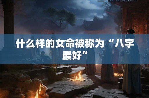 什么样的女命被称为“八字最好”