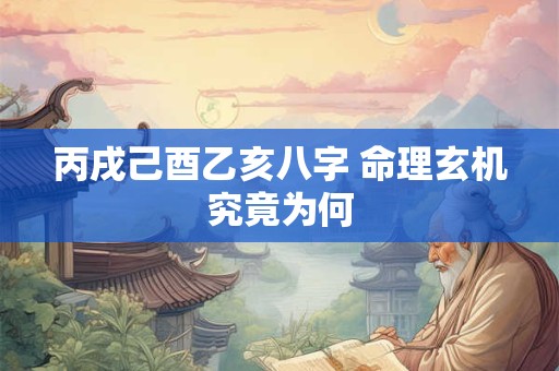 丙戌己酉乙亥八字 命理玄机究竟为何