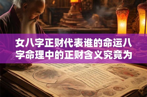 女八字正财代表谁的命运八字命理中的正财含义究竟为何