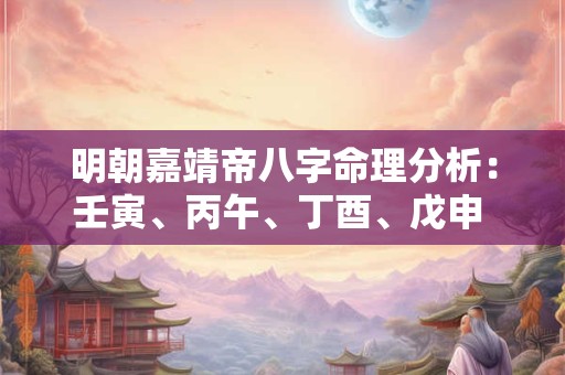 明朝嘉靖帝八字命理分析：壬寅、丙午、丁酉、戊申 究竟有何玄机