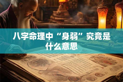 八字命理中“身弱”究竟是什么意思