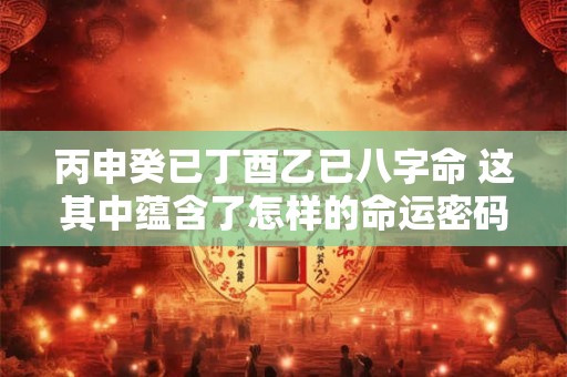 丙申癸已丁酉乙已八字命 这其中蕴含了怎样的命运密码