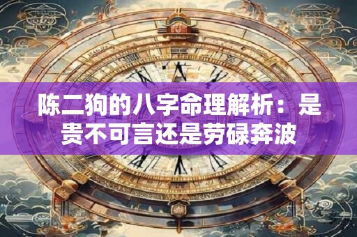 陈二狗的八字命理解析：是贵不可言还是劳碌奔波