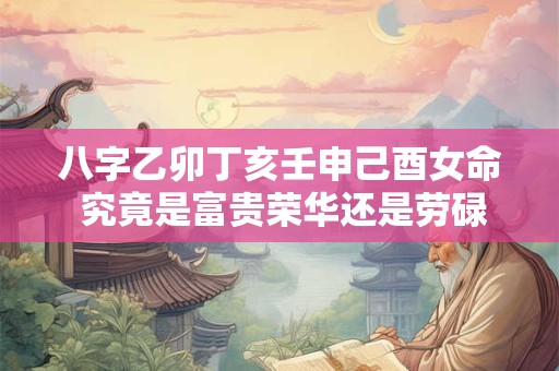 八字乙卯丁亥壬申己酉女命 究竟是富贵荣华还是劳碌奔波