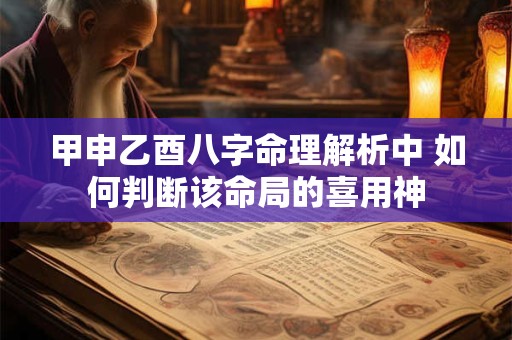 甲申乙酉八字命理解析中 如何判断该命局的喜用神