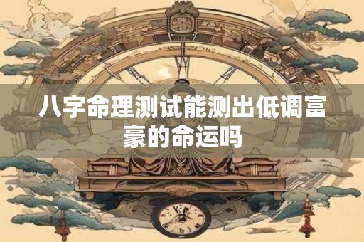 八字命理测试能测出低调富豪的命运吗