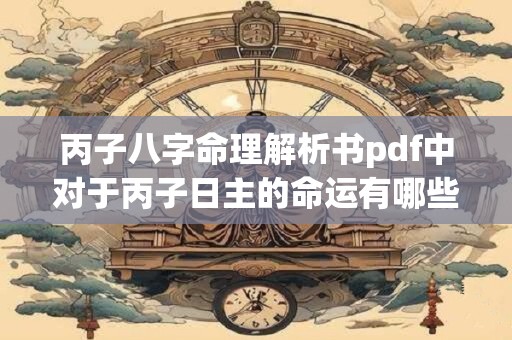 丙子八字命理解析书pdf中对于丙子日主的命运有哪些具体阐释 丙子八字命理解析书pdf中对于丙子日主的命运有哪些具体阐释