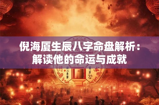 倪海厦生辰八字命盘解析：解读他的命运与成就