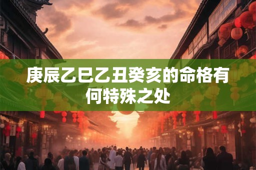 庚辰乙巳乙丑癸亥的命格有何特殊之处