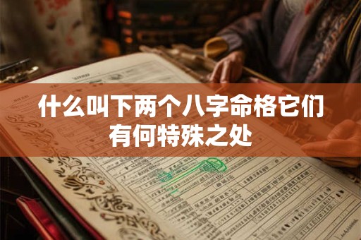 什么叫下两个八字命格它们有何特殊之处 什么叫下两个八字命格它们有何特殊之处