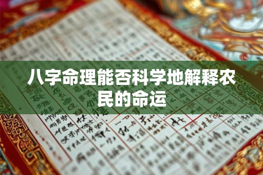 八字命理能否科学地解释农民的命运