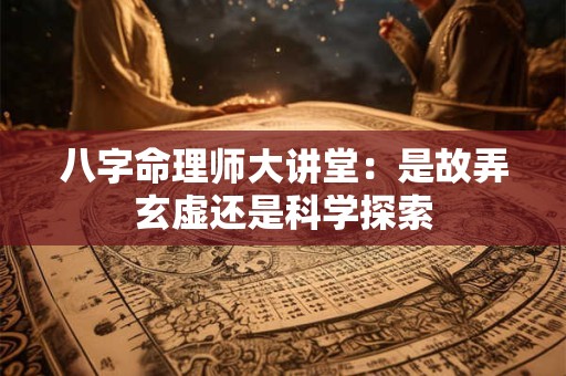 八字命理师大讲堂：是故弄玄虚还是科学探索