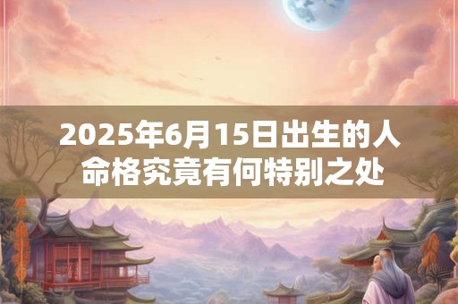 2025年6月15日出生的人 命格究竟有何特别之处