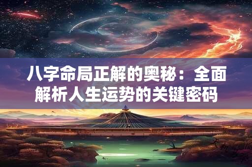 八字命局正解的奥秘：全面解析人生运势的关键密码