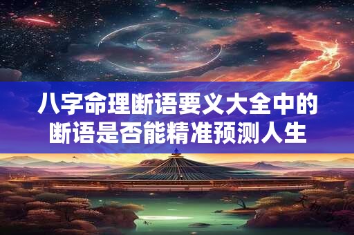 八字命理断语要义大全中的断语是否能精准预测人生 八字命理断语要义大全中的断语是否能精准预测人生