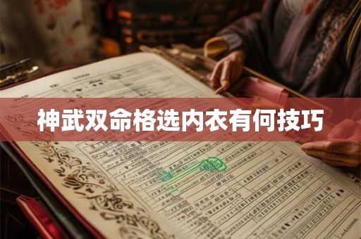 神武双命格选内衣有何技巧 神武双命格选内衣有何技巧