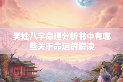 吴姓八字命理分析书中有哪些关于命运的解读