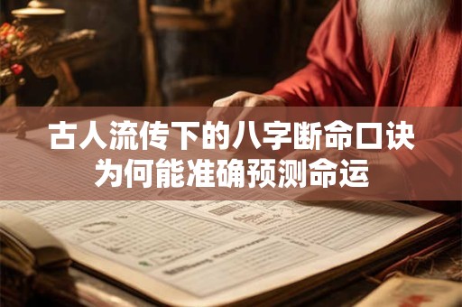 古人流传下的八字断命口诀为何能准确预测命运