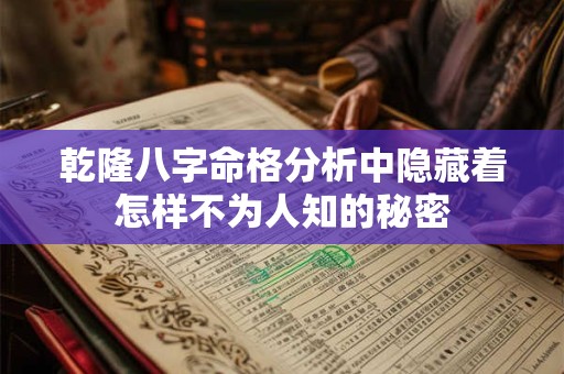 乾隆八字命格分析中隐藏着怎样不为人知的秘密