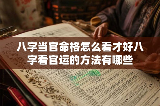 八字当官命格怎么看才好八字看官运的方法有哪些