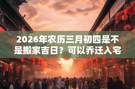 2026年农历三月初四是不是搬家吉日?可以乔迁入宅吗? 2026年农历三月初四是不是搬家吉日?可以乔迁入宅吗?