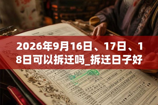2026年9月16日、17日、18日可以拆迁吗_拆迁日子好吗