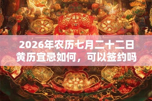 2026年农历七月二十二日黄历宜忌如何,可以签约吗? 2026年农历七月二十二日黄历宜忌如何,可以签约吗?