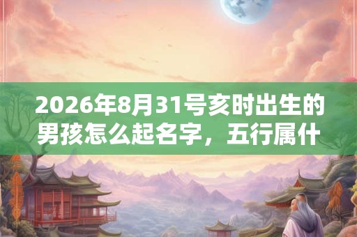 2026年8月31号亥时出生的男孩怎么起名字，五行属什么