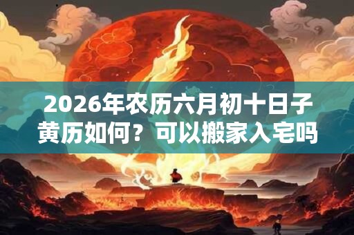 2026年农历六月初十日子黄历如何？可以搬家入宅吗？