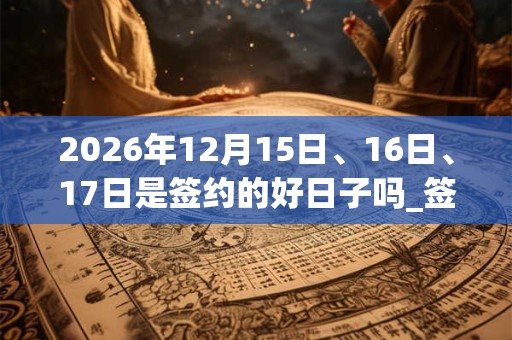 2026年12月15日、16日、17日是签约的好日子吗_签约可以吗