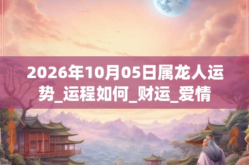 2026年10月05日属龙人运势_运程如何_财运_爱情 2026年10月05日属龙人运势_运程如何_财运_爱情