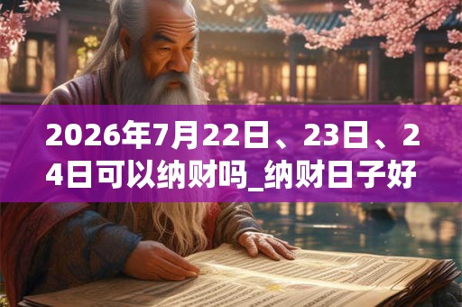 2026年7月22日、23日、24日可以纳财吗_纳财日子好吗