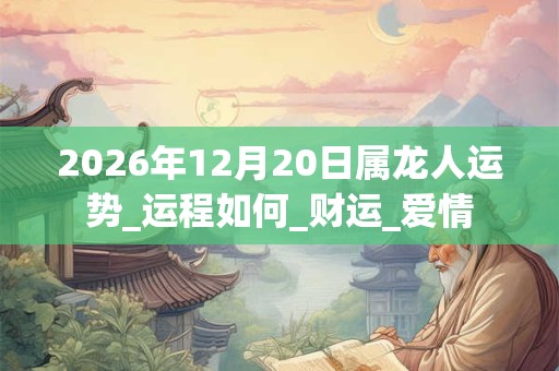 2026年12月20日属龙人运势_运程如何_财运_爱情
