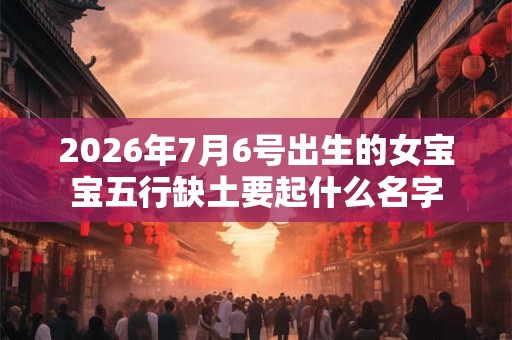 2026年7月6号出生的女宝宝五行缺土要起什么名字