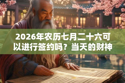 2026年农历七月二十六可以进行签约吗？当天的财神方位向哪？