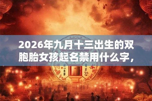 2026年九月十三出生的双胞胎女孩起名禁用什么字，五行属什么