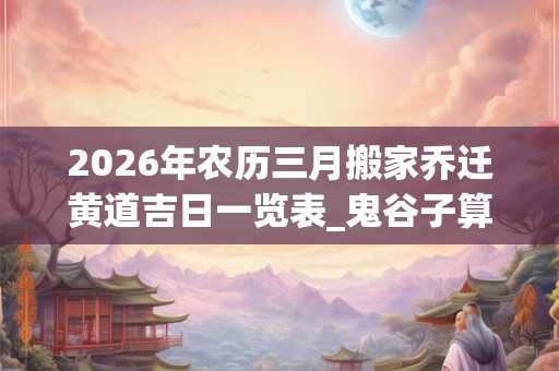 2026年农历三月搬家乔迁黄道吉日一览表_鬼谷子算命网 2026年农历三月搬家乔迁黄道吉日一览表_鬼谷子算命网