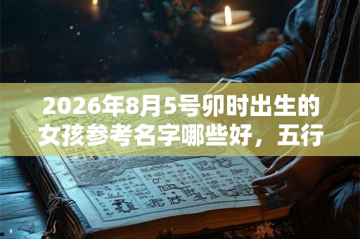 2026年8月5号卯时出生的女孩参考名字哪些好，五行属什么