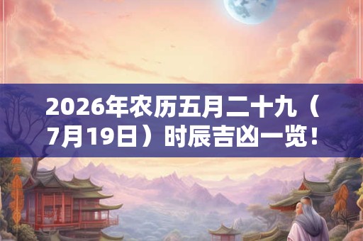 2026年农历五月二十九(7月19日)时辰吉凶一览! 2026年农历五月二十九(7月19日)时辰吉凶一览!