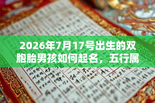 2026年7月17号出生的双胞胎男孩如何起名，五行属什么