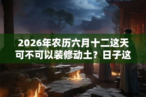 2026年农历六月十二这天可不可以装修动土？日子这天好吗？