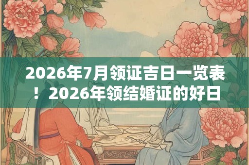 2026年7月领证吉日一览表!2026年领结婚证的好日子查询 2026年7月领证吉日一览表!2026年领结婚证的好日子查询
