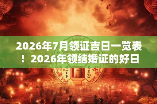 2026年7月领证吉日一览表！2026年领结婚证的好日子查询